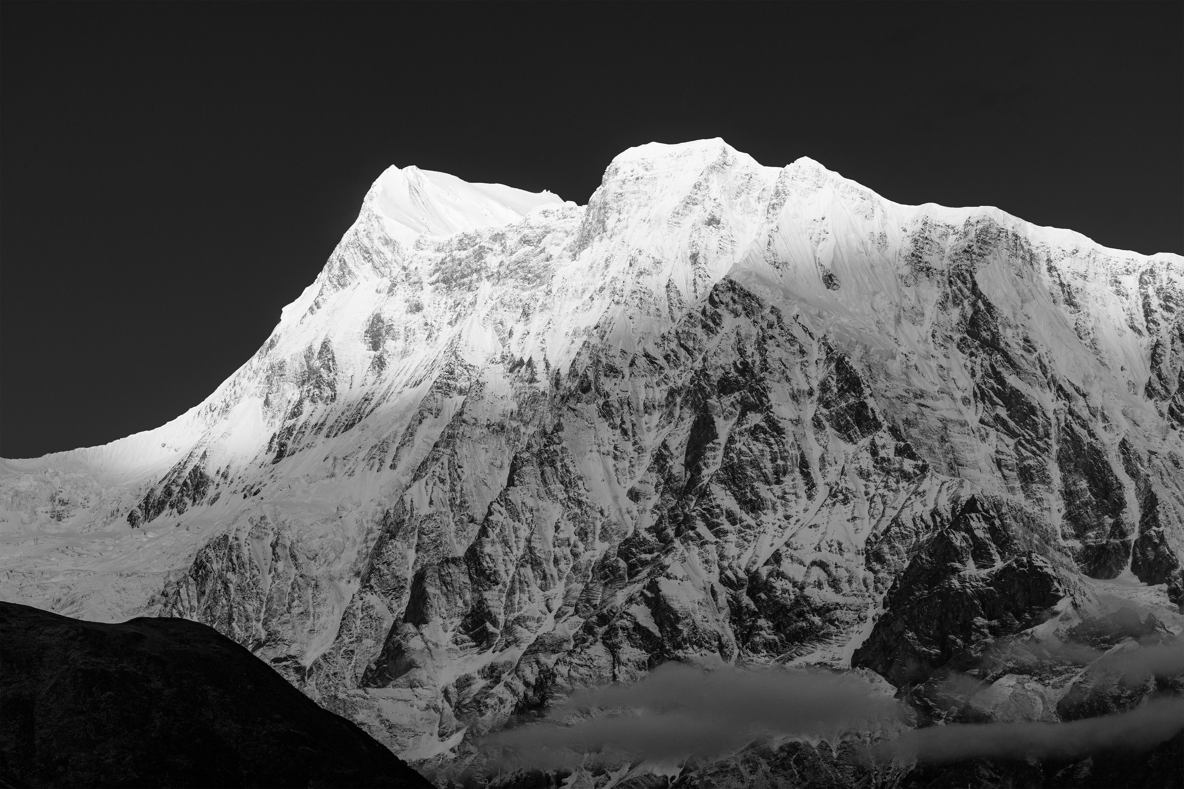 Annapurna III Black and White Mountain Landscape Fine Art Print