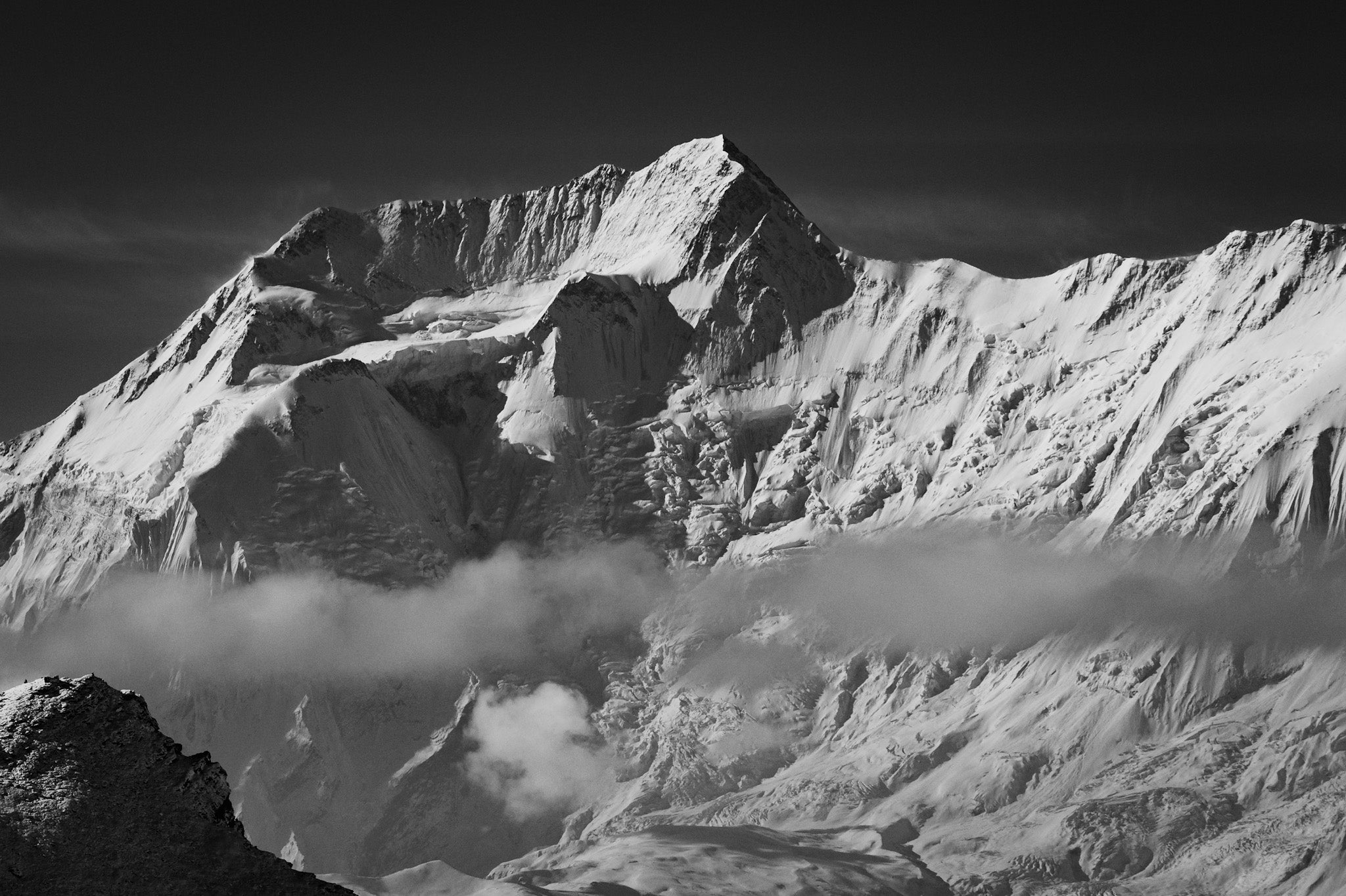 Black and white Annapurna II Himalayan fine art mountain landscape print