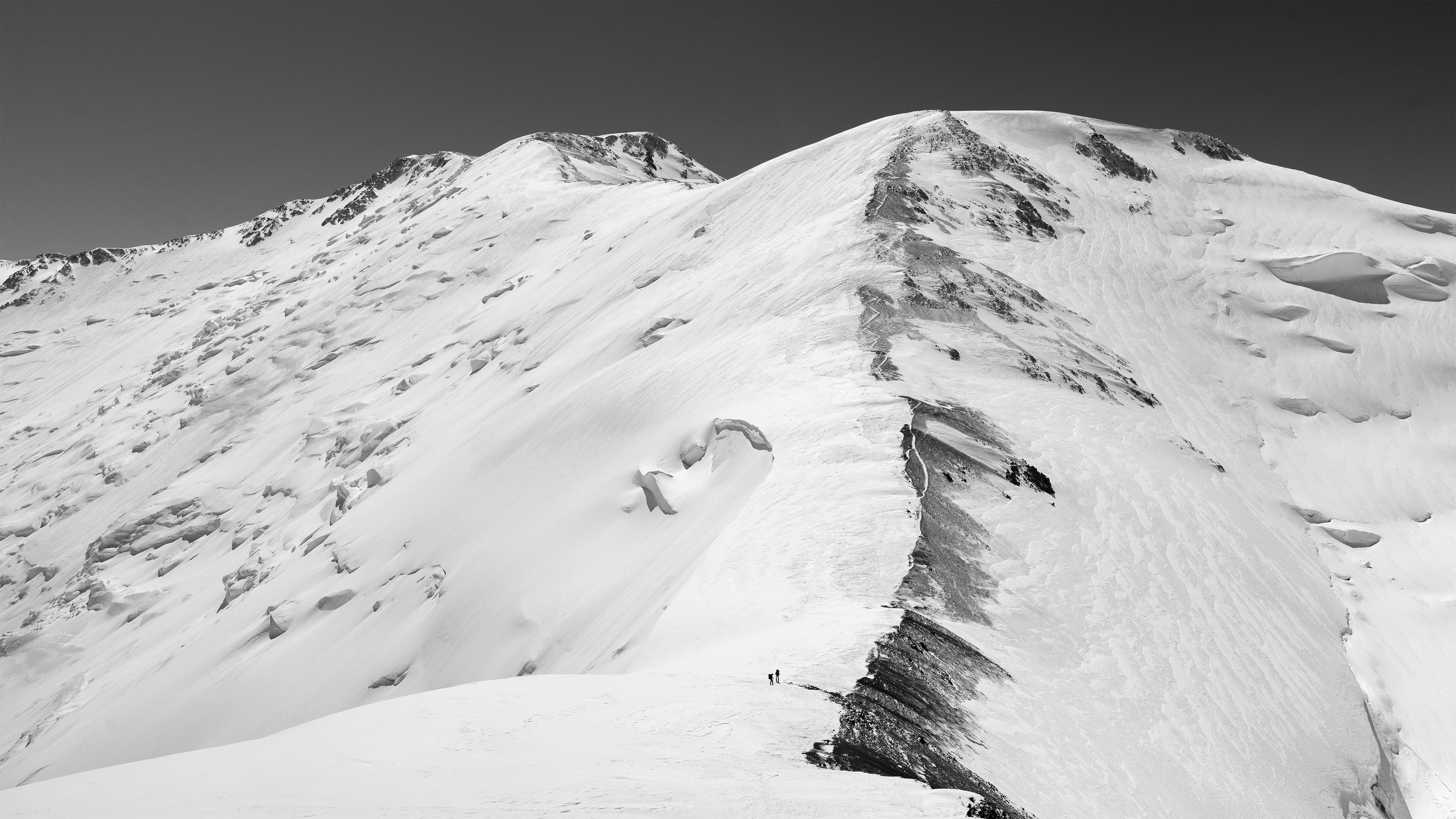 Back White Fine Art Mountain Print of Lenin Peak