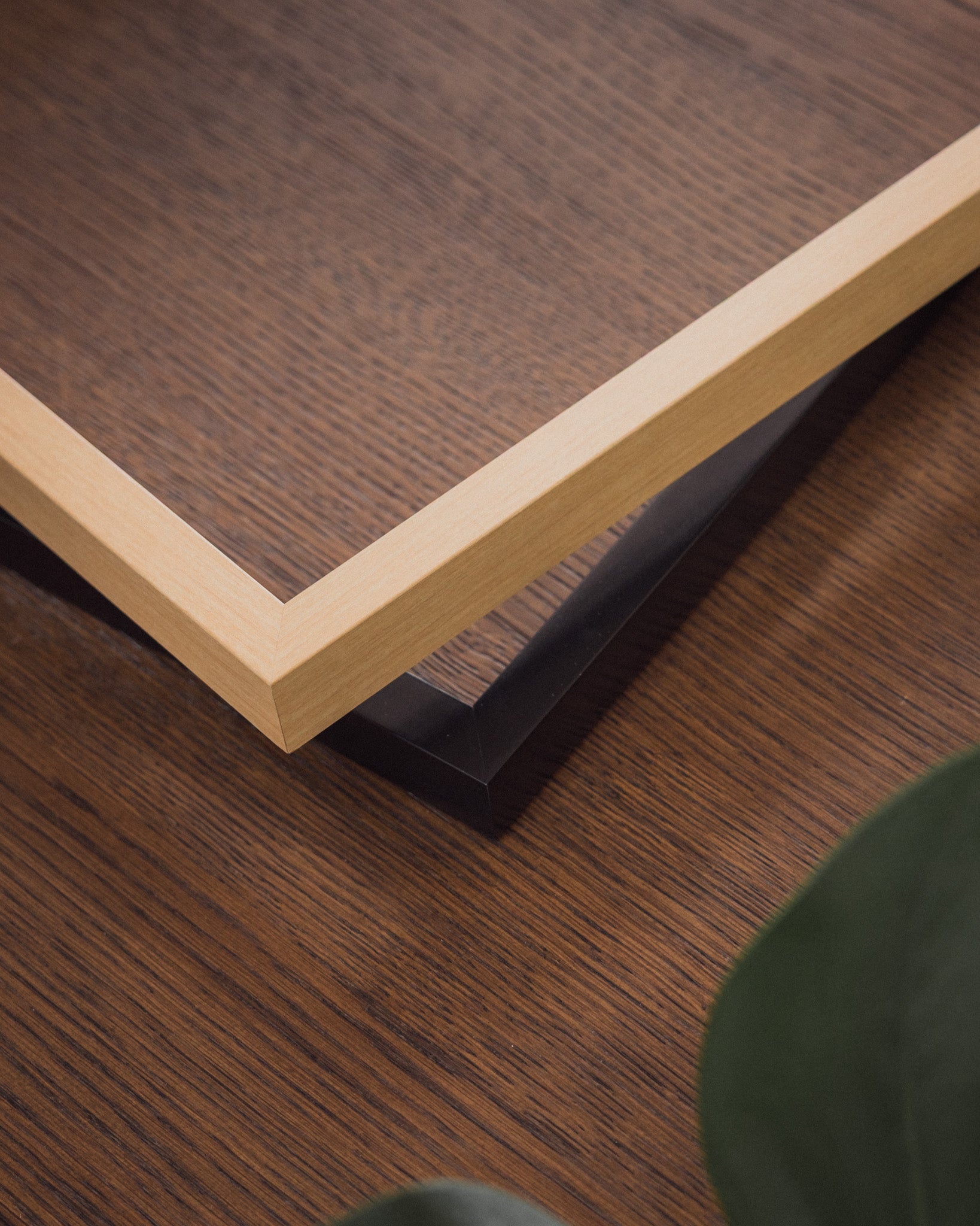 Close-up of wooden print frames